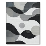 Abstract Overlapping Shapes Grey Area Rug