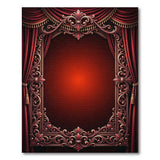 Opulent Red Velvet Curtain Frame Area Rug