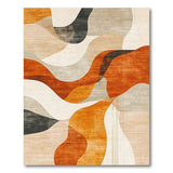 ODIKA Abstract Mid-Century Modern Washable Area Rug, Low Pile Non-Slip Terracotta Wavy Rug, Pet & Kid Friendly