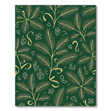 Golden Fir Branches on Emerald Green Area Rug