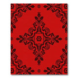 Red Red Ornate Damask Floral Area Rug
