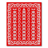 Vibrant Red Persian Area Rug with Intricate White Motifs