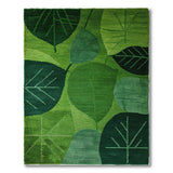 Lush Green Leaves Geometric Area Rug