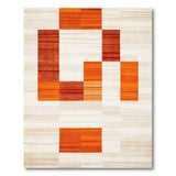 Modern Orange Geometric Block Area Rug