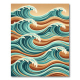 Teal and Terracotta Ocean Wave Area Rug