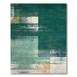 Emerald Green Distressed Abstract Block Rug
