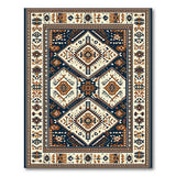 Navy Ivory Geometric Heritage Tribal Rug