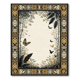 Butterfly Forest Rug with Gold Tribal Border