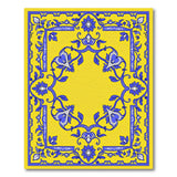 Yellow Field Persian Rug with Blue Floral Motifs