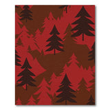 Red Pine Silhouette Forest Area Rug