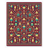 Whimsical Owl Cat Village Red Area Rug