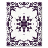 Purple Ornate Floral Frame Area Rug
