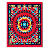 Red Persian Mandala Area Rug with Teal Accents