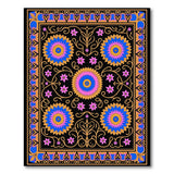 Vibrant Blue Pink Floral Persian Area Rug