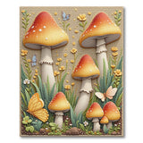 Whimsical Orange Mushroom Meadow Rug
