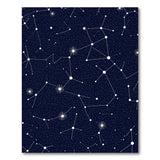 Geometric Modern Navy Constellation Star Map Area Rug