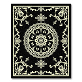 Ornate Gold Floral Persian Area Rug on Black