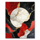 ODIKA Modern Abstract Marble Red & Black Washable Area Rug - Low Pile Non-Slip Non-Shedding