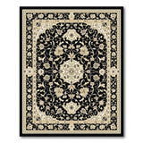 Gold and Silver Traditional Persian Black Gold Traditional Persian Area Rug