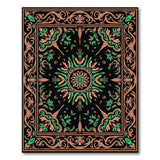 Ornate Green Sunburst Persian Medallion Rug