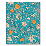ODIKA Washable Teal Nautical Seashell Low Pile Non-Slip Area Rug