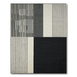 Bold Black White Geometric Stripe Black and White Rug