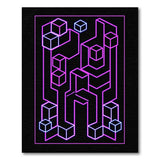 Neon Pink Geometric Cube Maze Area Rug
