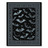 Grey Bat Swarm Area Rug with Ornate Border