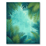 ODIKA Tropical Palm Leaf Washable Area Rug - Low Pile Non-Slip Botanical Teal Decor