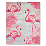 Pink Flamingo Palm Leaf Coastal Beach Area Rug