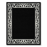 Ornate White Border Black Area Rug