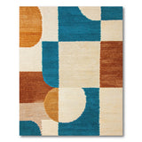 Bold Teal Orange Geometric Area Rug