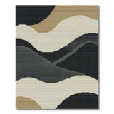 Abstract Wavy Black Beige Neutral Area Rug