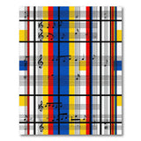 Vibrant Plaid Music Notes Area Rug