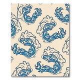 Swirling Blue Koi Fish Pattern Area Rug