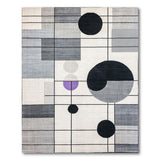 Modern Geometric Grey Area Rug with Circles