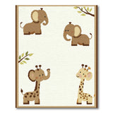 Adorable Elephants Giraffes Kids Nursery Rug