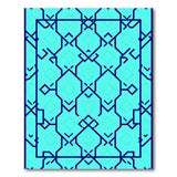 Blue and Teal Teal Geometric Interlock Area Rug