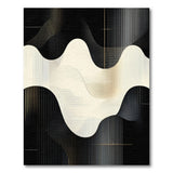 ODIKA Modern Abstract Washable Area Rug - Black & Gold Wavy Geometric Low Pile Non-Slip Carpet