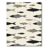 Stylized Black Fish Pattern Area Rug