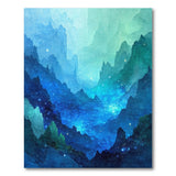 Ethereal Blue Teal Mountain Peaks Area Rug