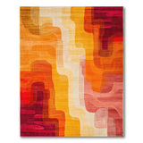 Vibrant Abstract Geometric Orange Area Rug