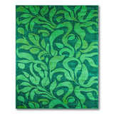 Emerald Green Swirling Leaf Area Rug