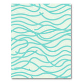 Teal Wavy Lines Coastal Area Rug