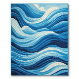 Serene Blue Ocean Waves Area Rug