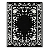 Ornate Black White Persian Border Area Rug