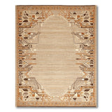 Beige and Neutral Beige Heritage Tribal Border Area Rug