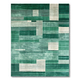 Emerald Green Ivory Geometric Block Area Rug