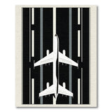 Monochrome Airplane Runway Area Rug