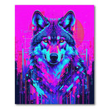 Cyberpunk Neon Wolf Area Rug